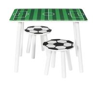 HOME DECO KIDS - HD0567 Table et 2 Tabourets Enfants, Design Moderne, Confort, Polyvalent Jeux et Repas, Entretien Facile, Sécurité, 60x40x45 cm, Vert Noir Blanc