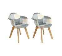 HOME DECO KIDS, HD6749, Lot de 2 Fauteuils, Modèle Léonie, Patchwork Enfant Design Scandinave Coloré, Confort Ergonomique, Idéal pour Jouer et Lire, Pratiques 39x57,8x31 cm, Bleu et Gris Ivoire Ciel