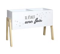 HOME DECO KIDS - HD6915 Bac à Livres Enfant - Rangement Contes et Poèmes - Décoration Chambre Fille et Garçon - Bois Naturel Blanc/Bois/Gris 60 x 30 x 45 cm