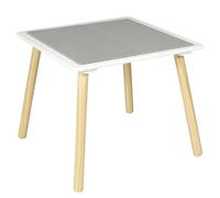 HOME DECO KIDS - Hd7126 - Table Activite Compatible Brique Enfant Deco Chambre Mobilier Decoration Meuble 52,00 X 52,00 X 44,00 cm Blanc/Gris Clair/Bois