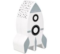Home Deco Kids LA11044 Lampe veilleuse Enfant Projection murale ciel étoilé Fusée Blanc gris et noir Plastique H15 x 5,7 x 9,5 cm