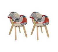 Home Deco Kids Lot de 2 Fauteuils Patchwork Enfant HD6902 43,00 x 34,00 x 58,00 cm Bleu Cadet/Orange/Blanc/Vert/Rouge