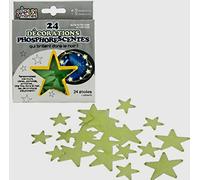 HOME DECO KIDS - PH52021 Décorations Phosphorescentes - Chambre d'enfant - 24 Pièces Étoiles, Planètes et Lunes - Installation Facile - Effet Lumineux Apaisant - 8 cm - Forme Assortie