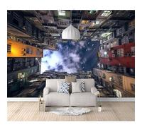 Home Decor Art Murals Custom 3D Photo Self-adhesive Wallpaper Optical illusion of night view of city buildings 100x70cm Room Bedroom Wall Painting Living Mural for Wallcoverings