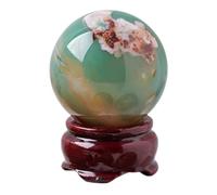 Home Decor Crystal Ball Green Cherry Agate Sphere Gemstone Raw Stone Polished for Witchcraft and Decorative Balls Sculpture Figurine,4~4.5cm