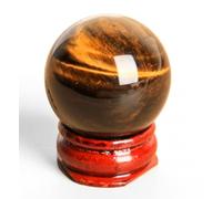 Home Decor Crystal Ball with Base, Tiger's Eye Gemstone Sphere,Feng Shui Divination Ball for Living Bedroom Office Display,Festival Gift,2.75"(7cm)