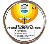 HOME DEFENSE HDMOUSTIB - Boîte Répulsive Anti-Moustiques et Moustiques Tigres 20 g - Action immédiate et durable 4 mois - A base de dérivé d'huile essentielle de citronnelle de Java - Protège 5 m²
