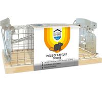 HOME DEFENSE HDNASSOU - Piège de Capture Souris Cage x1 - Capture et relâche l'animal en toute sécurité - Piège économique car réutilisable - Facile d'utilisation - Socle fabriqué en bois certifié FSC