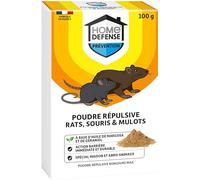 HOME DEFENSE HDRONGPR - Poudre Répulsive Rats, Souris et Mulots 100 g - Poudre à l'huile de margosa et de géraniol - Action barrière immédiate, durable - Maison et abris d'animaux - Fabriqué en France