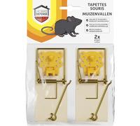 Lot de 2 tapettes piège à souris classiques en bois - HOME DEFENSE