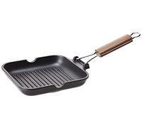 HOME Grill Home Delizia – antiadhérent, manche pliable – Aluminium Noir 20×20 cm