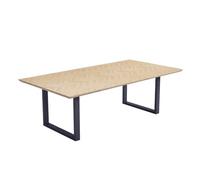 Home Deluxe Avencia IKALO Ensemble table à manger avec 6 chaises Gris/marron - Couleur : chêne arête de poisson, dimensions : 240 x 76 x 120 cm, U-Foot I Table extensible Meuble de salle à manger