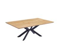 Home Deluxe Avencia Noda Ensemble table de salle à manger avec 6 chaises Couleur crème Chêne clair Dimensions : 200 x 76 x 120 cm Base étoile carrée extensible Meuble de salle à manger