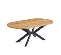 Home Deluxe Aventi Amara Ensemble table de salle à manger avec 8 chaises Beige - Couleur : chêne clair - Dimensions : 120-160 x 76 x 12 cm - Base en étoile - Table extensible - Meuble de salle à