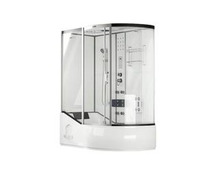 Home Deluxe - Cabine de douche All IN 2in1 - Blanc, 170 x 90 x 220 cm à droite - avec douche à effet pluie, massage des pieds, radio et accessoires I Cabine de douche Combinaison douche-baignoire