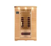 HOME DELUXE - Cabine infrarouge REDSUN M - 120 x 105 x 190 cm - pour 2 personnes, 5 émetteurs céramiques - Bois : Hemlock I Sauna infrarouge, sauna, cabine chauffante, infrarouge
