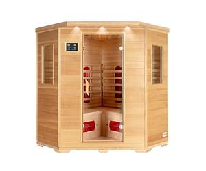 Home Deluxe - Cabine infrarouge REDSUN XXL - 150 x 150 x 190 cm - pour 2-4 personnes, 8 radiateurs céramiques, bois : pruche I Sauna infrarouge, sauna, cabine chauffante, infrarouge