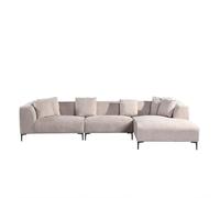 Home Deluxe Canapé d'angle Torino - Couleur : Beige, Finition : Droite - 344 x 74 x 178 cm I Canapé en Velours, canapé, Salon