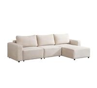 Home Deluxe Canapé-lit modulable VINA L, Beige - INCL. Espace de Rangement | Canapé en Velours côtelé, canapé avec Fonction Sommeil, canapé
