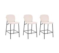 Home Deluxe CELDA Bouclé Velours - Set de 3 chaises Blanches | Chaises de Bar, chaises de Cuisine, tabourets de comptoir, Salle à Manger, Cuisine, Chaise de Bar