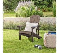 Home Deluxe Chaise de jardin Farea - Noir/marron - Chaise d'extérieur confortable avec tabouret en plastique HDPE pour terrasse et jardin