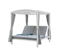 Home Deluxe - Chaise longue - LYON, dimensions : env. 208 x 188 x 207 cm, COULEUR : blanc, lit de repos pour 2 personnes, avec rideaux et pare-soleil I Chaise longue Chaise longue double Chaise longue