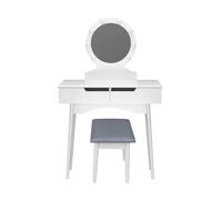 Home Deluxe - Coiffeuse Miranda - Blanc : - 130 x 80 x 40 cm, 8 LED au Choix Parmi 3 Couleurs de lumière, contrôlables Via Un Bouton Tactile, Tabouret Inclus I Coiffeuse Table de Maquillage