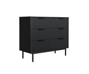 Home Deluxe Commode NYLA - 90 x 80 cm - Buffet - Armoire à tiroirs - Meuble avec tiroirs - Moderne et élégant - Aspect nervuré des façades - Option de rangement élégante - Surface facile d'entretien