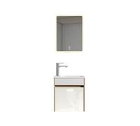 Home Deluxe Ensemble complet de meubles de salle de bain Borkum - Blanc/chêne, MDF (48 x 25,5 x 45 cm) - Ensemble élégant pour petites salles de bains
