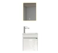 Home Deluxe Ensemble complet de meubles de salle de bain Borkum - Blanc - MDF (48 x 25,5 x 45 cm) - Ensemble élégant pour petites salles de bains