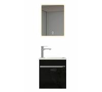 Home Deluxe Ensemble complet de meubles de salle de bain Borkum - Noir - MDF (48 x 25,5 x 45 cm) - Ensemble élégant pour petites salles de bains