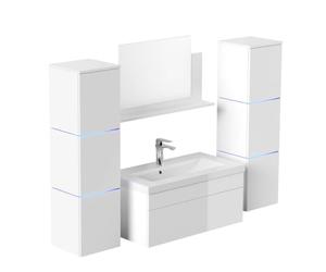 Home Deluxe - Ensemble de Meubles de Salle de Bain - WANGEROOGE BIG Blanc - X-Large - INCL. lavabo et Accessoires complets - Largeur lavabo : ca. 80 cm I Ensemble de Meubles de Salle de Bain lavabo