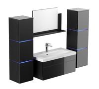 Home Deluxe - Ensemble de Meubles de Salle de Bain - WANGEROOGE BIG Noir - X-Large - INCL. lavabo et Accessoires complets - Largeur lavabo : ca. 80 cm I Ensemble de Meubles de Salle de Bain lavabo