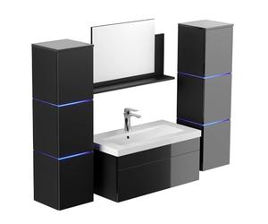 Home Deluxe - Ensemble de Meubles de Salle de Bain - WANGEROOGE BIG Noir - X-Large - INCL. lavabo et Accessoires complets - Largeur lavabo : ca. 80 cm I Ensemble de Meubles de Salle de Bain lavabo