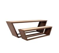 Home Deluxe Ensemble de sièges en acier - Marron - Fabriqué en Allemagne - 1 banc + 1 table - Assise confortable - Moderne - Élégant - Pour le salon