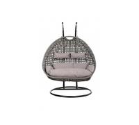 HOME DELUXE Fauteuil suspendu en polyrotin TWIN (gris)