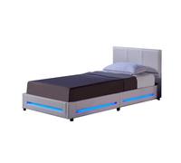 Home Deluxe - Lit LED Asteroid - Blanc, 90 x 200 cm - Matelas et sommier à Lattes Inclus I Lit Design rembourré, éclairage Inclus