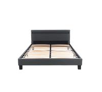 Home Deluxe - Lit LED Astro - Gris foncé 120 x 200 cm - Avec sommier à lattes I Lit rembourré design avec éclairage
