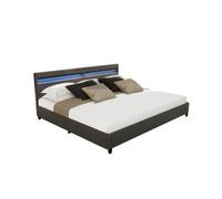 Home Deluxe - Lit LED Nube - Gris foncé, 200 x 200 cm - sommier à Lattes et tiroirs Inclus I Lit rembourré Design avec éclairage Inclus