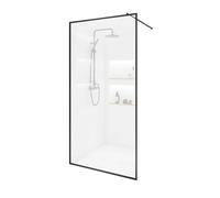Home Deluxe - Paroi de douche - BAKI - Largeur : 130 cm, cadre noir, verre transparent, aspect quadrillé - Verre de sécurité ESG 10 mm - Douche à l'italienne, paroi de douche, porte de douche