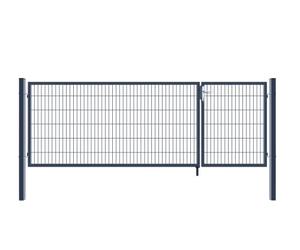 Home Deluxe - Portail de jardin à double battant ADITUS - Anthracite, 120 x 350 cm - avec poignée, serrure, clés et verrouillage au sol I Portail de jardin Portail d'entrée Porte de cour