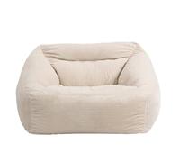 Home Deluxe - Pouf Cozy - Tissu : Velours côtelé, Couleur : Beige - Dimensions : 100 x 88 x 80 cm, Remplissage Inclus I Pouf Bean Bag