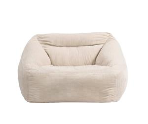 Home Deluxe - Pouf Cozy - Tissu : Velours côtelé, Couleur : Beige - Dimensions : 100 x 88 x 80 cm, Remplissage Inclus I Pouf Bean Bag