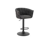 Home Deluxe Samir - Lot de 6 tabourets de bar tissés - Gris foncé - Réglable en hauteur - Tabouret de comptoir moderne avec housse en tissu et repose-pieds