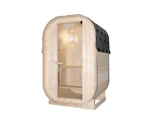 Home Deluxe Sauna extérieur Cube S - Dimensions : env. 194 cm x 120 cm, Bois : épicéa - poêle et Accessoires pour Sauna Inclus I Sauna de Jardin, Sauna extérieur, Sauna tonneau pour 2 Personnes