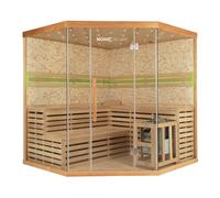 Home Deluxe Sauna traditionnel - Skyline XL Big mur en pierre artificielle - 200 x 200 x 210 cm, pour 2 à 6 personnes, sapin en pruche avec accessoires de sauna I Sauna vapeur sauna infusion Sauna