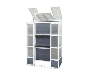Home Deluxe Serre adossée Yana Green - Gris | Serre en Aluminium avec Panneaux en Polycarbonate pour terrasse et Jardin
