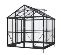 Home Deluxe Serre ALBORA - Noir, Aluminium/Polycarbonate | Avec fondation, 90% de transmission de la lumière