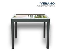 Home Deluxe - Table de Jardin Extensible - Verano - env. 90 (180) x 90 x 75 cm - avec 4 chaises, Structure en Aluminium, Plateau en Verre, Accessoires Inclus I Meubles de Jardin Table Extensible