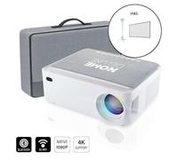HOME DELUXE - Vidéoprojecteur LINO avec écran et support de projecteur - Couleur: blanc avec couverture en tissu, intensité lumineuse: 400 ANSI lumens, Full HD 4K, Android V9.0, WiFi 5G, Bluetooth 5.0